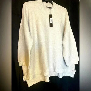 CYRUS Woman’s Gray Knit Sweater NWT Ribbed High Neck Dolman Sleeve Size 1X Plus